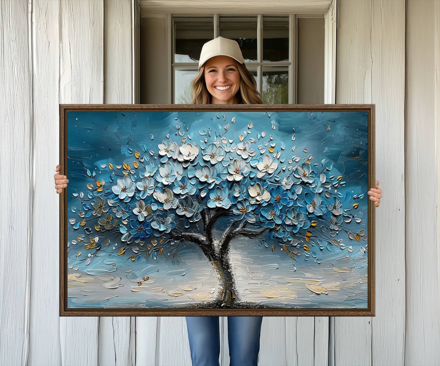 24109-MGV-CV-36X24-Abstract Blooming Tree Wall Art Canvas Print – Floral Modern Home Decor Contemporary Nature Artwork for Home, Office