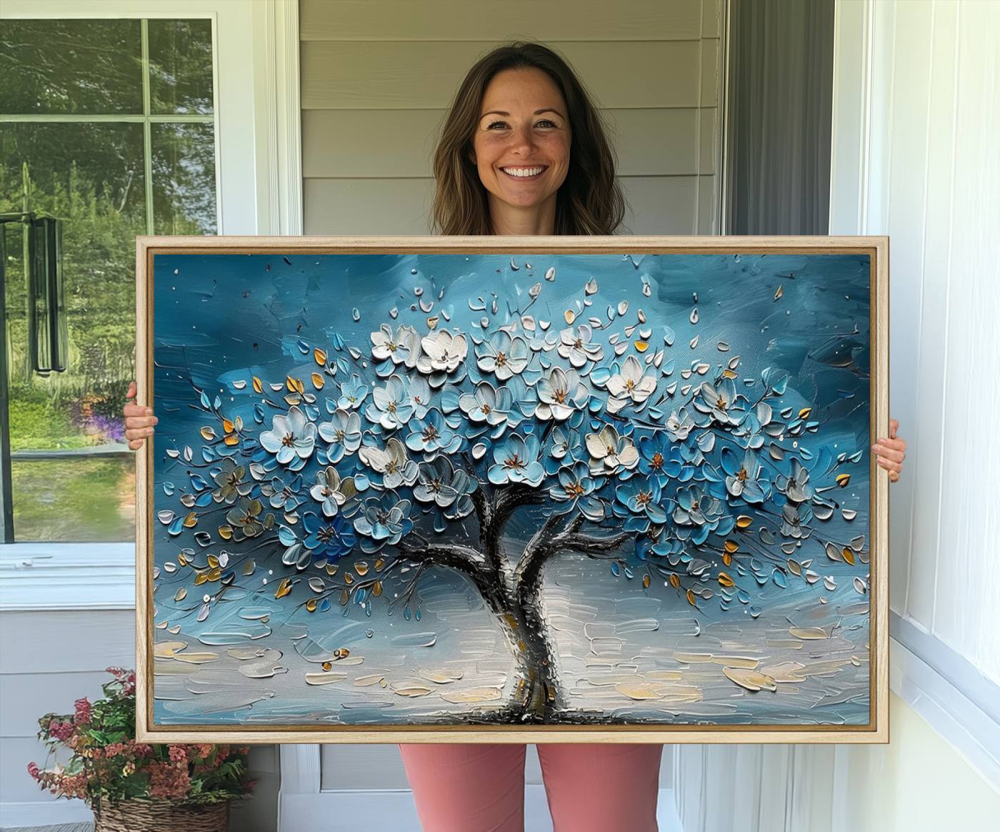 24109-MGV-CV-36X24-Abstract Blooming Tree Wall Art Canvas Print – Floral Modern Home Decor Contemporary Nature Artwork for Home, Office