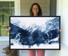 81700-MGV-FC-36X24_Black-Abstract Blue Mountain Canvas Wall Art – Modern Triptych Landscape Print – Contemporary Nature Decor for Living Room or Office – Ready to