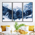 81700-MGV-FC-48X32-3P_Black-Abstract Blue Mountain Canvas Wall Art – Modern Triptych Landscape Print – Contemporary Nature Decor for Living Room or Office – Ready to