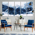 Abstract Blue Mountain Canvas Wall Art – Modern Triptych Landscape Print – Contemporary Nature Decor for Living Room or Office – Ready to