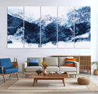 Abstract Blue Mountain Canvas Wall Art – Modern Triptych Landscape Print – Contemporary Nature Decor for Living Room or Office – Ready to