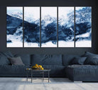 Abstract Blue Mountain Canvas Wall Art – Modern Triptych Landscape Print – Contemporary Nature Decor for Living Room or Office – Ready to
