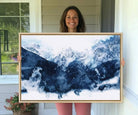 Abstract Blue Mountain Canvas Wall Art – Modern Triptych Landscape Print – Contemporary Nature Decor for Living Room or Office – Ready to