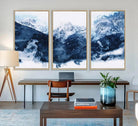 EDIT-81700-Abstract Blue Mountain Canvas Wall Art – Modern Triptych Landscape Print – Contemporary Nature Decor for Living Room or Office – Ready to
