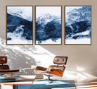 EDIT-81700-Abstract Blue Mountain Canvas Wall Art – Modern Triptych Landscape Print – Contemporary Nature Decor for Living Room or Office – Ready to