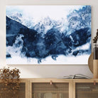 Abstract Blue Mountain Canvas Wall Art – Modern Triptych Landscape Print – Contemporary Nature Decor for Living Room or Office – Ready to