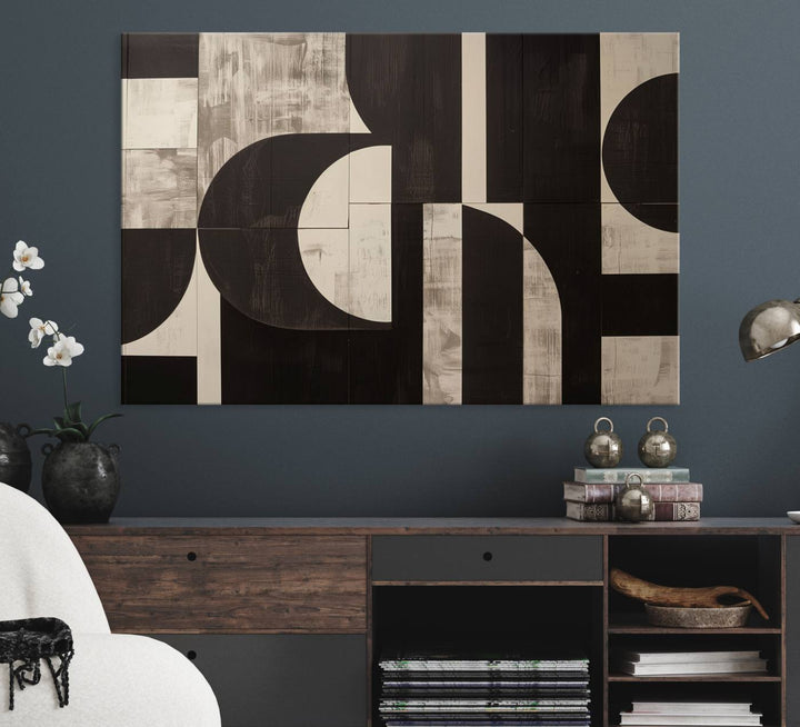Abstract Brown Wabi Sabi Art Canvas Print Set, Minimalist Wall Art, Mid Century Art Print