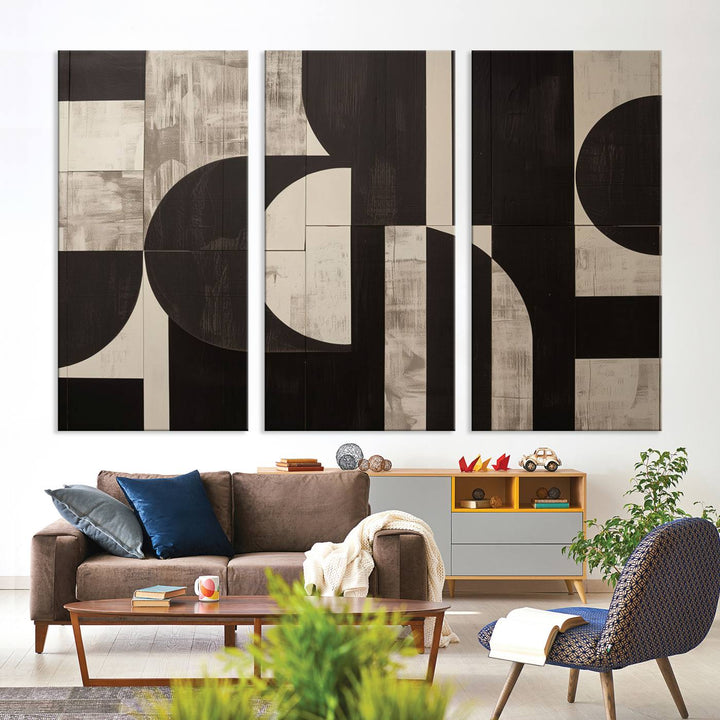 Abstract Brown Wabi Sabi Art Canvas Print Set, Minimalist Wall Art, Mid Century Art Print