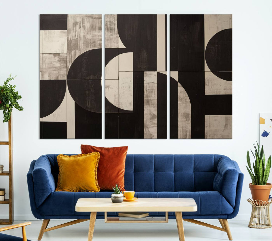 Abstract Brown Wabi Sabi Art Canvas Print Set, Minimalist Wall Art, Mid Century Art Print