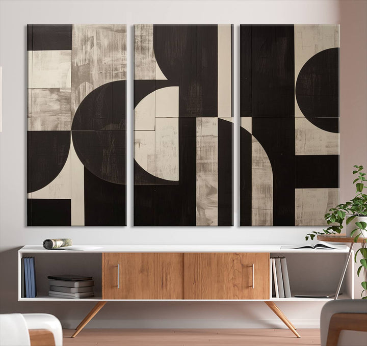 Abstract Brown Wabi Sabi Art Canvas Print Set, Minimalist Wall Art, Mid Century Art Print