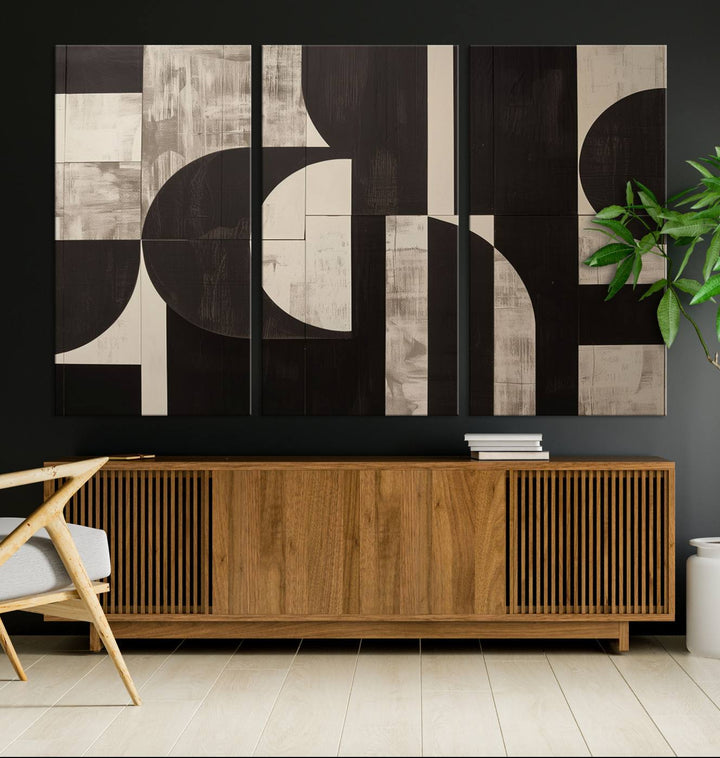 Abstract Brown Wabi Sabi Art Canvas Print Set, Minimalist Wall Art, Mid Century Art Print