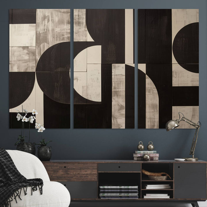 Abstract Brown Wabi Sabi Art Canvas Print Set, Minimalist Wall Art, Mid Century Art Print