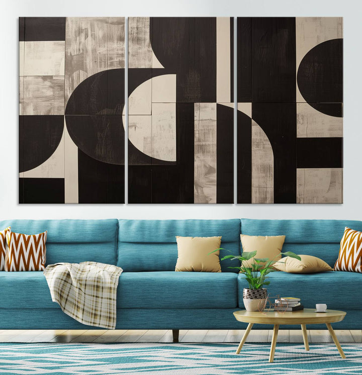 Abstract Brown Wabi Sabi Art Canvas Print Set, Minimalist Wall Art, Mid Century Art Print