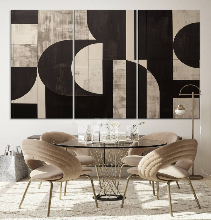 Abstract Brown Wabi Sabi Art Canvas Print Set, Minimalist Wall Art, Mid Century Art Print