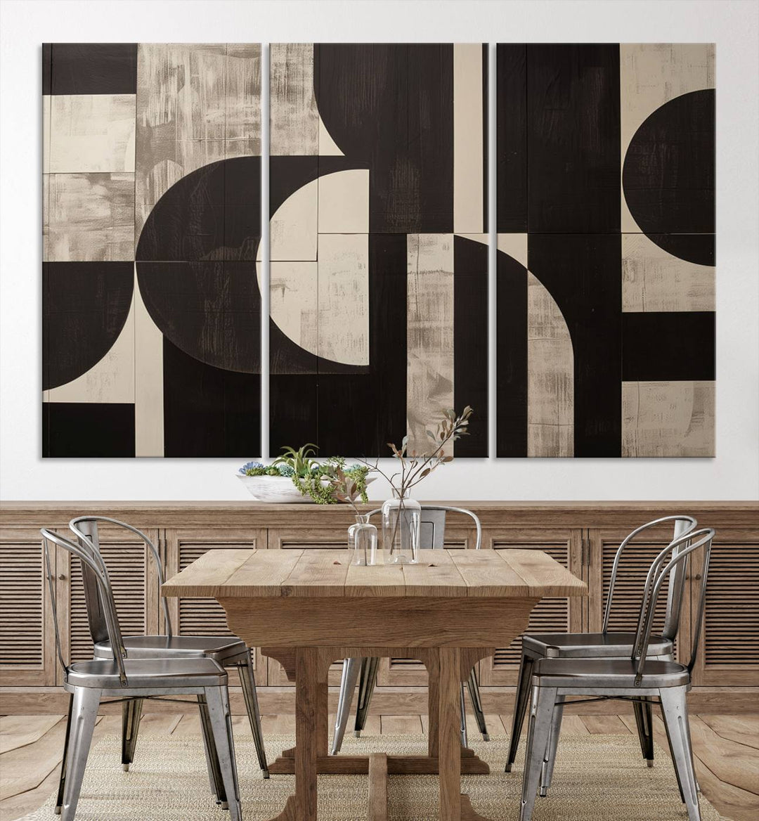 Abstract Brown Wabi Sabi Art Canvas Print Set, Minimalist Wall Art, Mid Century Art Print