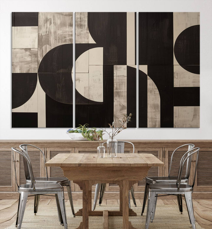 Abstract Brown Wabi Sabi Art Canvas Print Set, Minimalist Wall Art, Mid Century Art Print
