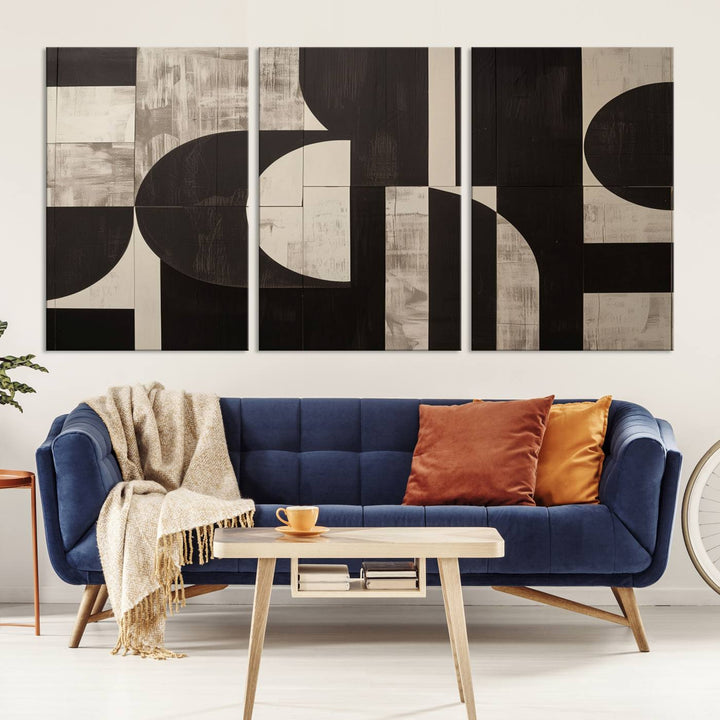 Abstract Brown Wabi Sabi Art Canvas Print Set, Minimalist Wall Art, Mid Century Art Print