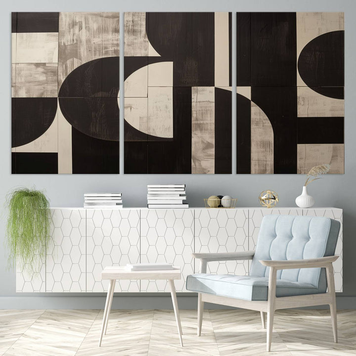 Abstract Brown Wabi Sabi Art Canvas Print Set, Minimalist Wall Art, Mid Century Art Print