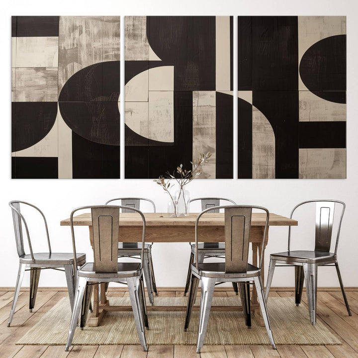 Abstract Brown Wabi Sabi Art Canvas Print Set, Minimalist Wall Art, Mid Century Art Print