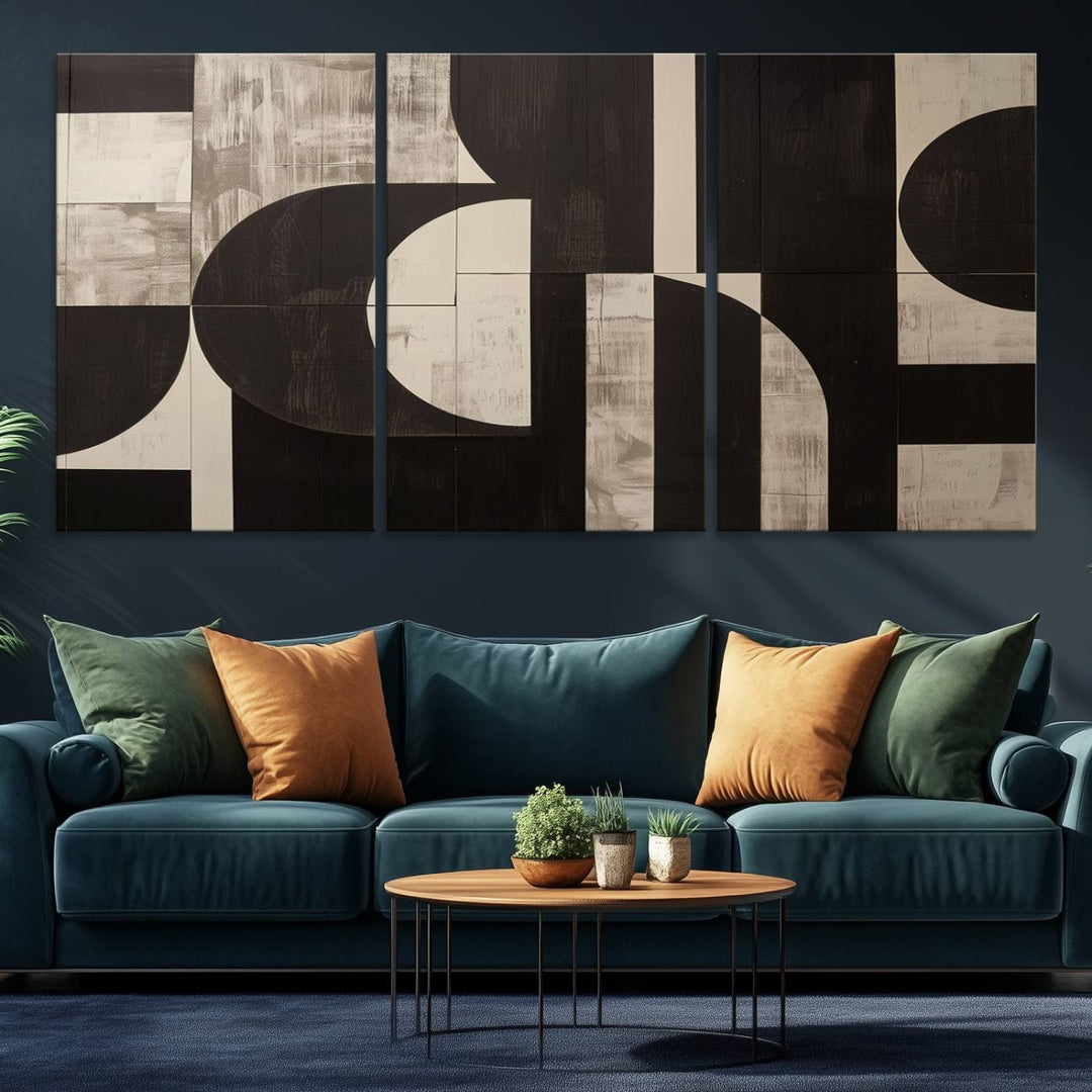 63644-MGV-CV-36X24-Abstract Brown Wabi Sabi Art Canvas Print Set, Minimalist Wall Art, Mid Century Art Print