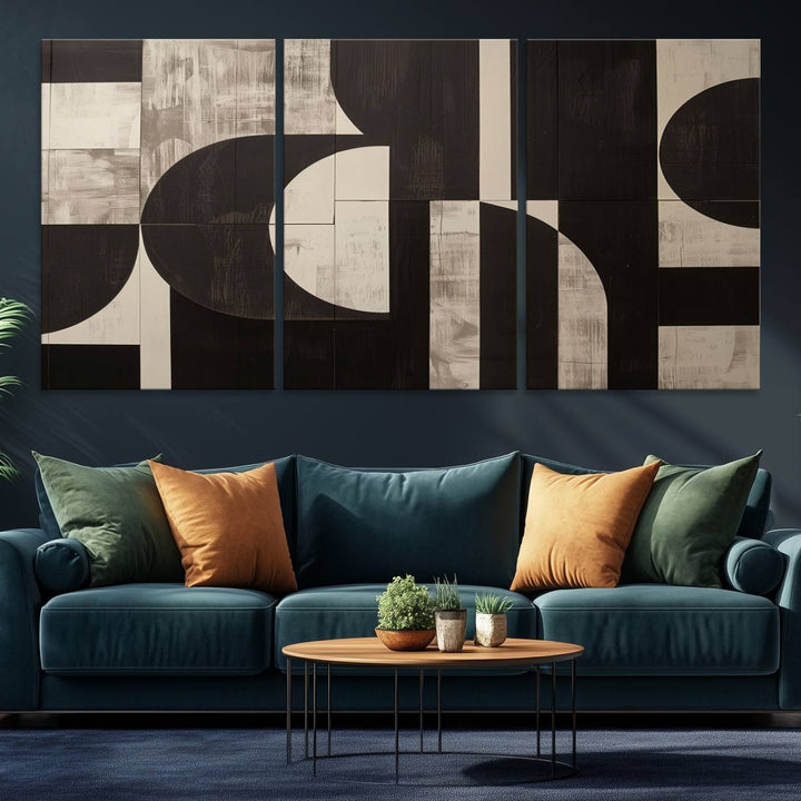 63644-MGV-CV-36X24-Abstract Brown Wabi Sabi Art Canvas Print Set, Minimalist Wall Art, Mid Century Art Print