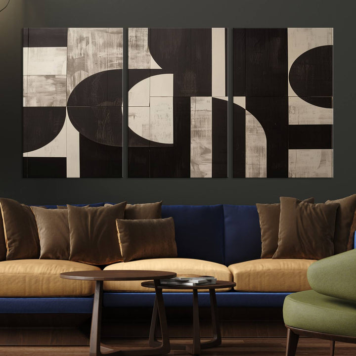 63644-MGV-CV-36X24-Abstract Brown Wabi Sabi Art Canvas Print Set, Minimalist Wall Art, Mid Century Art Print