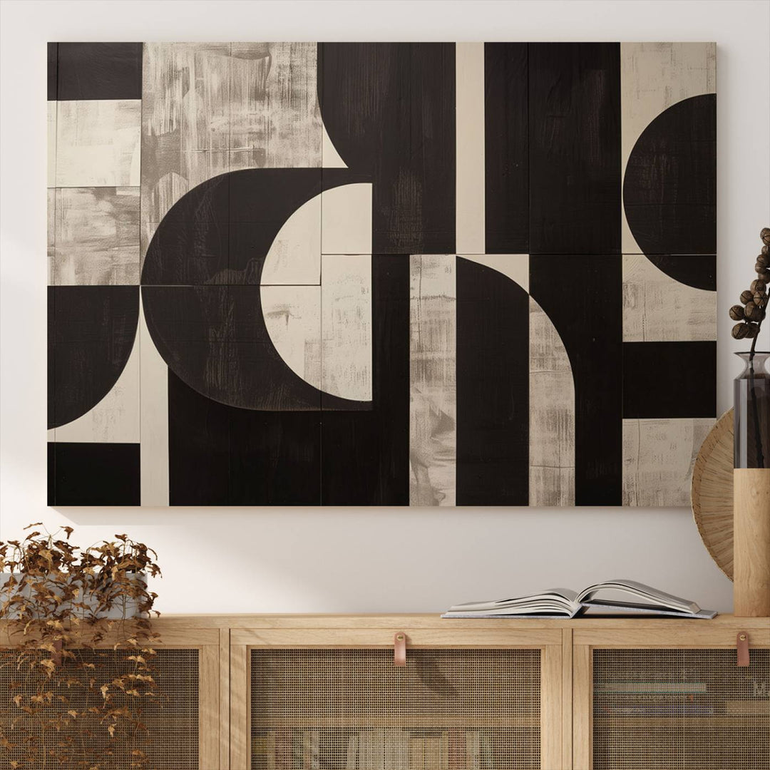 Abstract Brown Wabi Sabi Art Canvas Print Set, Minimalist Wall Art, Mid Century Art Print
