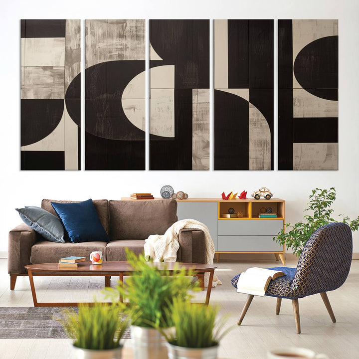 63644-MGV-CV-36X24-Abstract Brown Wabi Sabi Art Canvas Print Set, Minimalist Wall Art, Mid Century Art Print