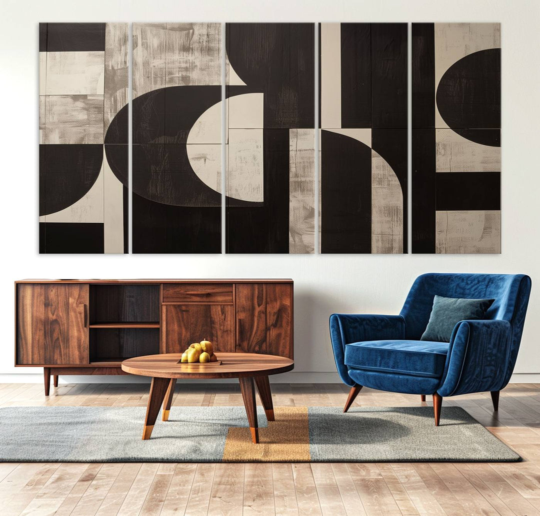 63644-MGV-CV-36X24-Abstract Brown Wabi Sabi Art Canvas Print Set, Minimalist Wall Art, Mid Century Art Print