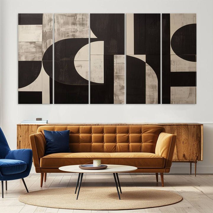 63644-MGV-CV-36X24-Abstract Brown Wabi Sabi Art Canvas Print Set, Minimalist Wall Art, Mid Century Art Print