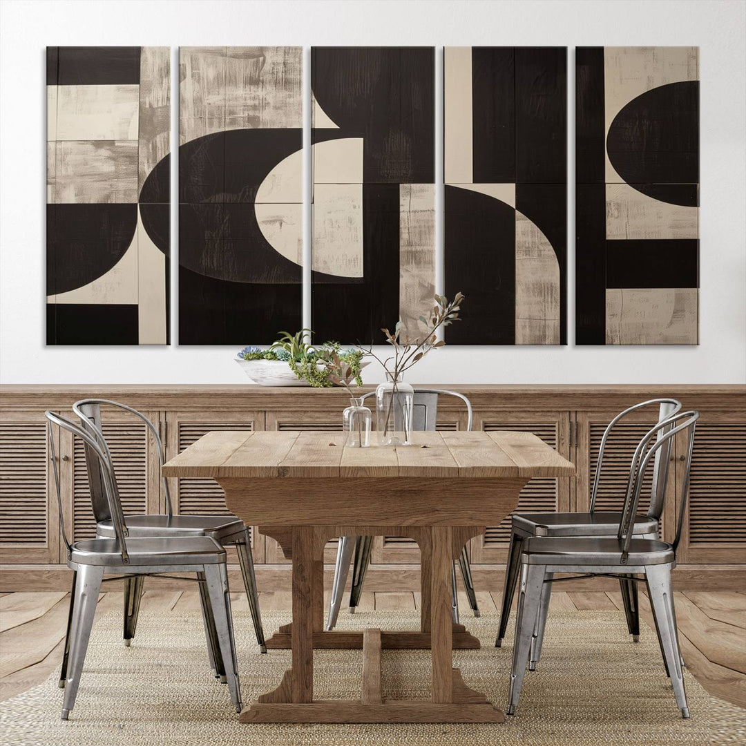 63644-MGV-CV-36X24-Abstract Brown Wabi Sabi Art Canvas Print Set, Minimalist Wall Art, Mid Century Art Print
