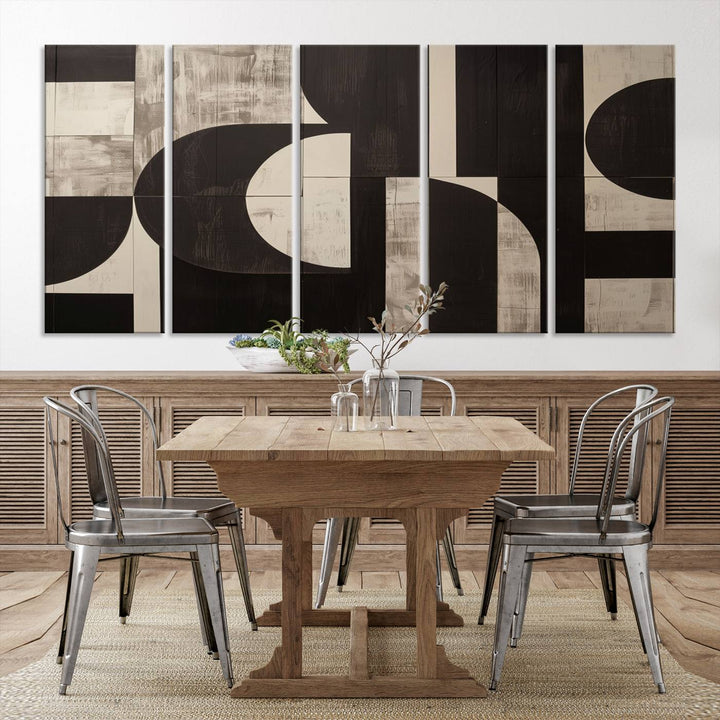 63644-MGV-CV-36X24-Abstract Brown Wabi Sabi Art Canvas Print Set, Minimalist Wall Art, Mid Century Art Print