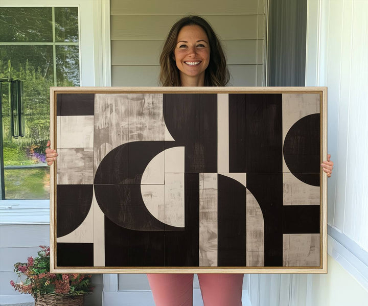 63644-MGV-CV-36X24-Abstract Brown Wabi Sabi Art Canvas Print Set, Minimalist Wall Art, Mid Century Art Print