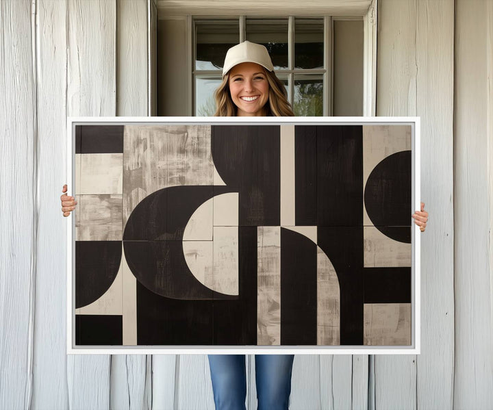 63644-MGV-CV-36X24-Abstract Brown Wabi Sabi Art Canvas Print Set, Minimalist Wall Art, Mid Century Art Print