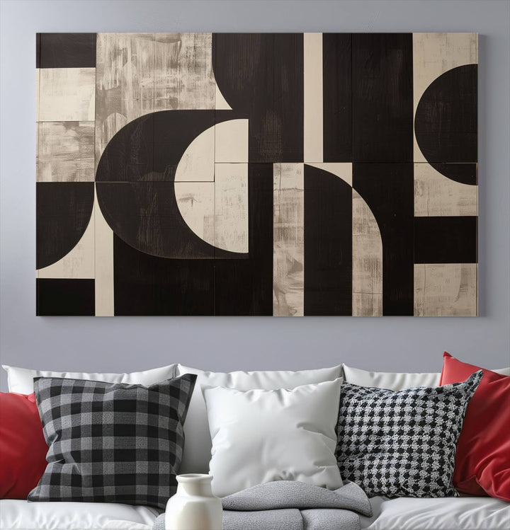 Abstract Brown Wabi Sabi Art Canvas Print Set, Minimalist Wall Art, Mid Century Art Print