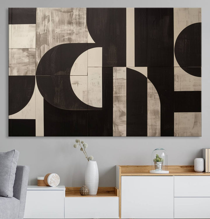 Abstract Brown Wabi Sabi Art Canvas Print Set, Minimalist Wall Art, Mid Century Art Print