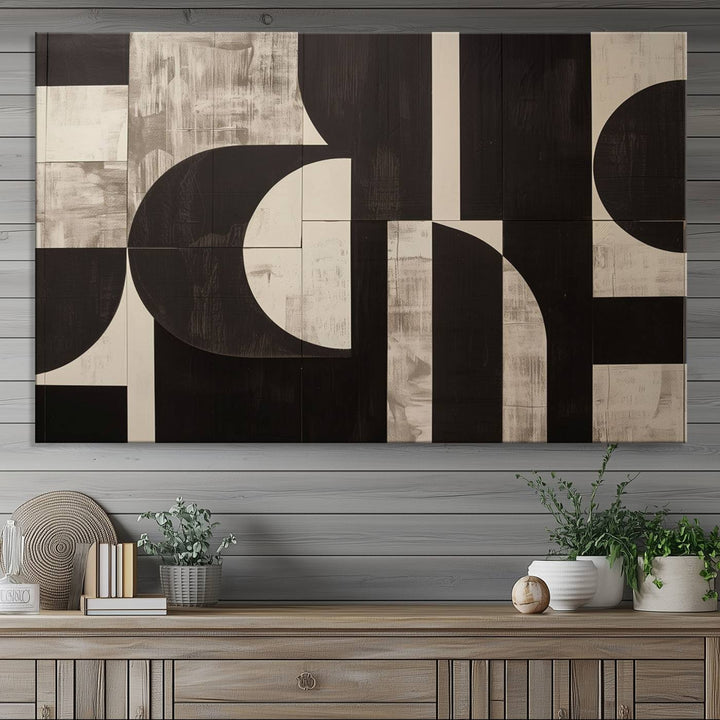 Abstract Brown Wabi Sabi Art Canvas Print Set, Minimalist Wall Art, Mid Century Art Print