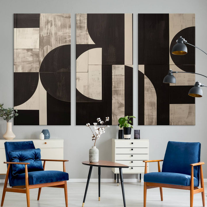 Abstract Brown Wabi Sabi Art Canvas Print Set, Minimalist Wall Art, Mid Century Art Print