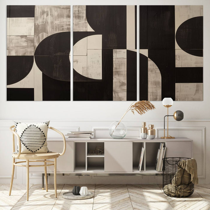 Abstract Brown Wabi Sabi Art Canvas Print Set, Minimalist Wall Art, Mid Century Art Print
