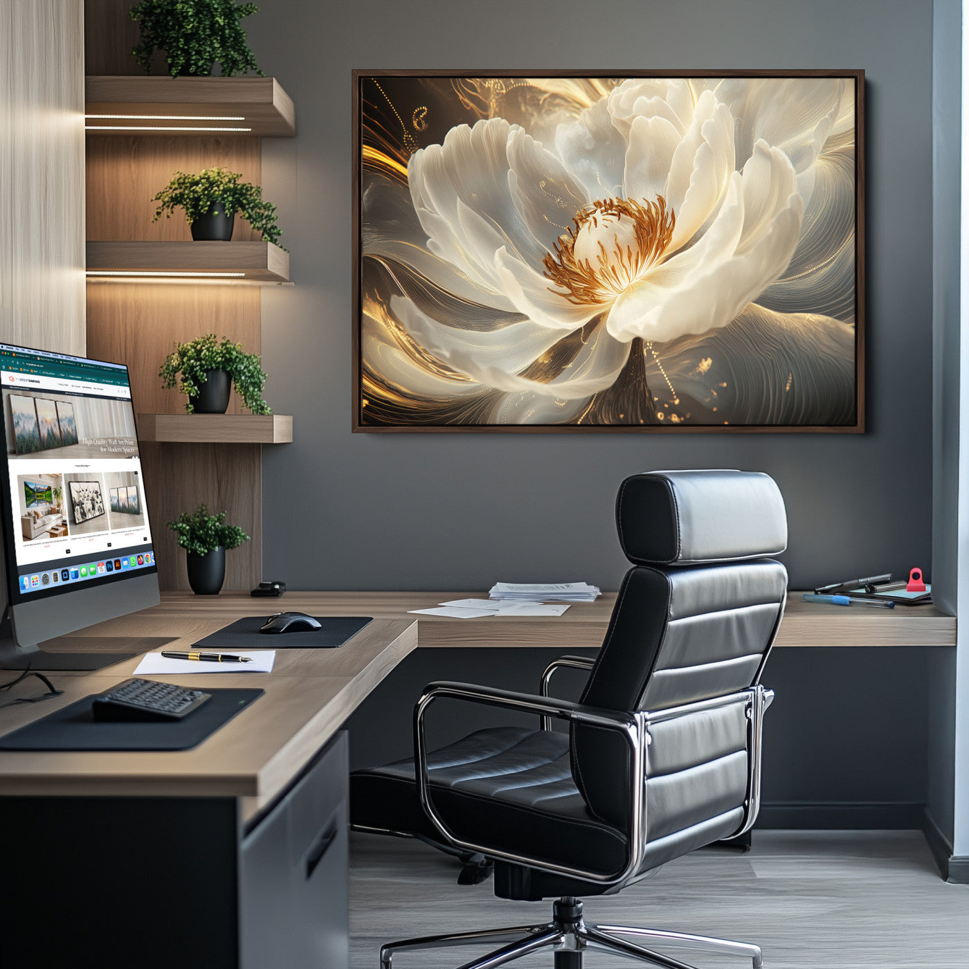 88383-MGV-FC-36X24_Walnut-Abstract Floral Wall Art Canvas Print