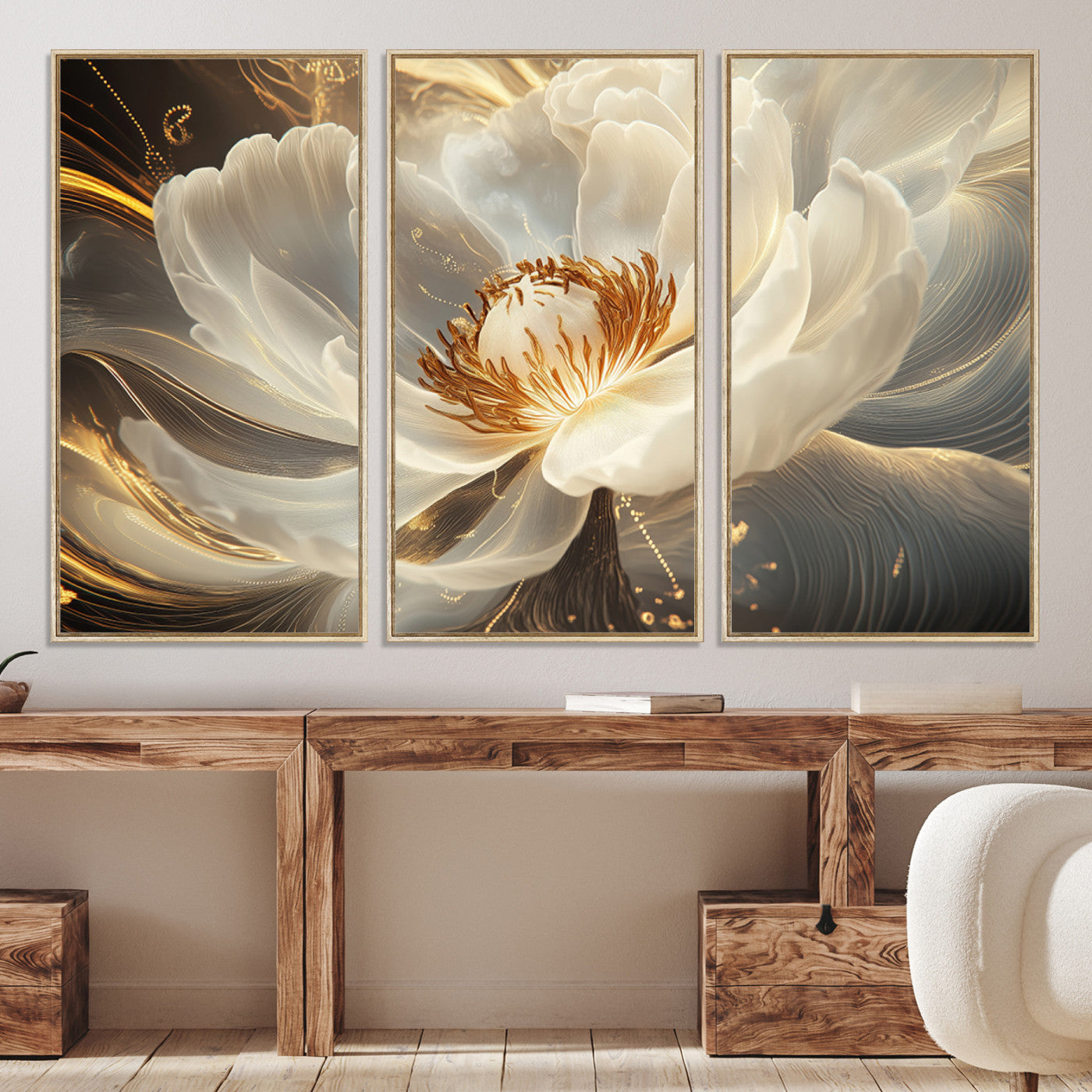 88383-MGV-FC-48X32-3P_Natural-Abstract Floral Wall Art Canvas Print
