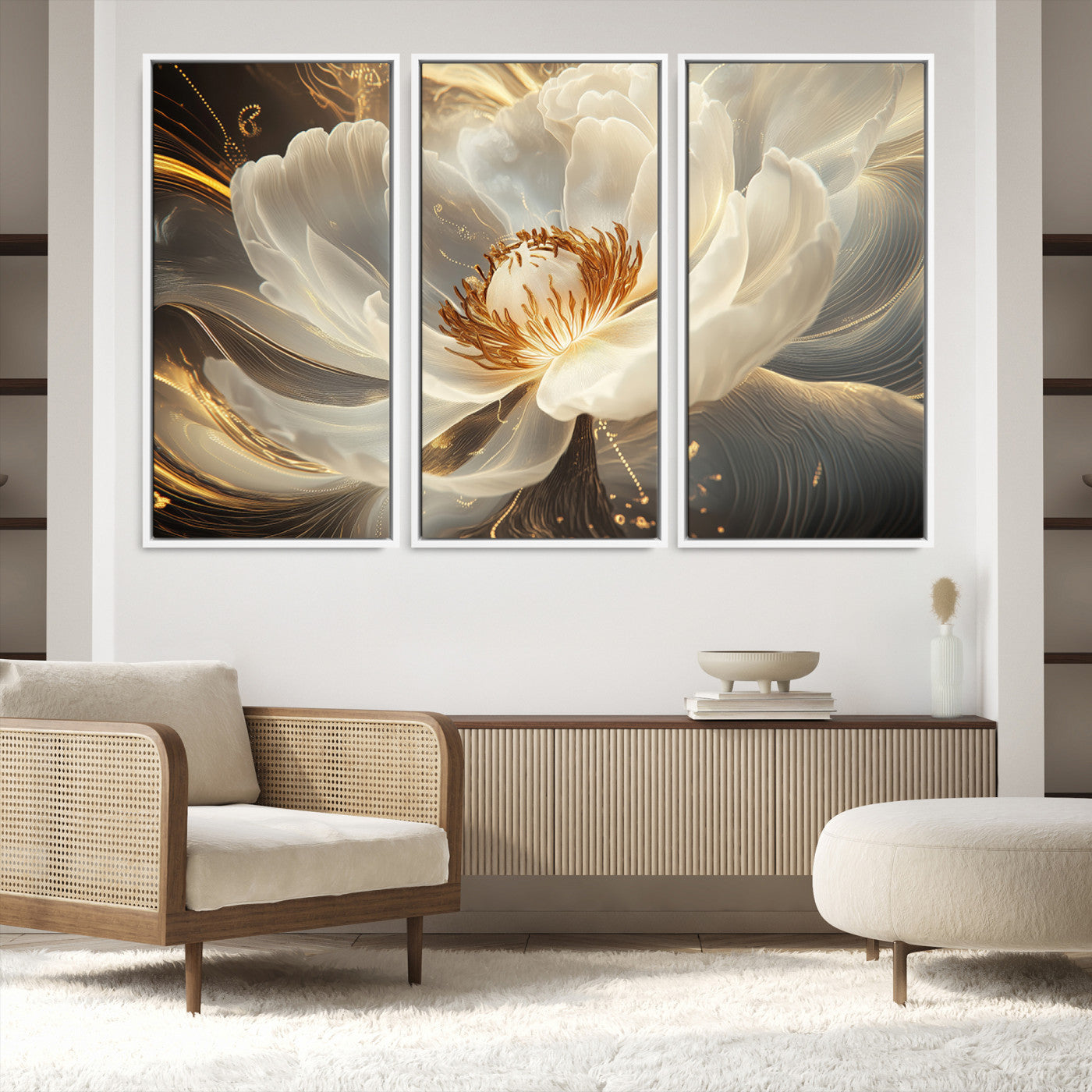 88383-MGV-FC-48X32-3P_White-Abstract Floral Wall Art Canvas Print