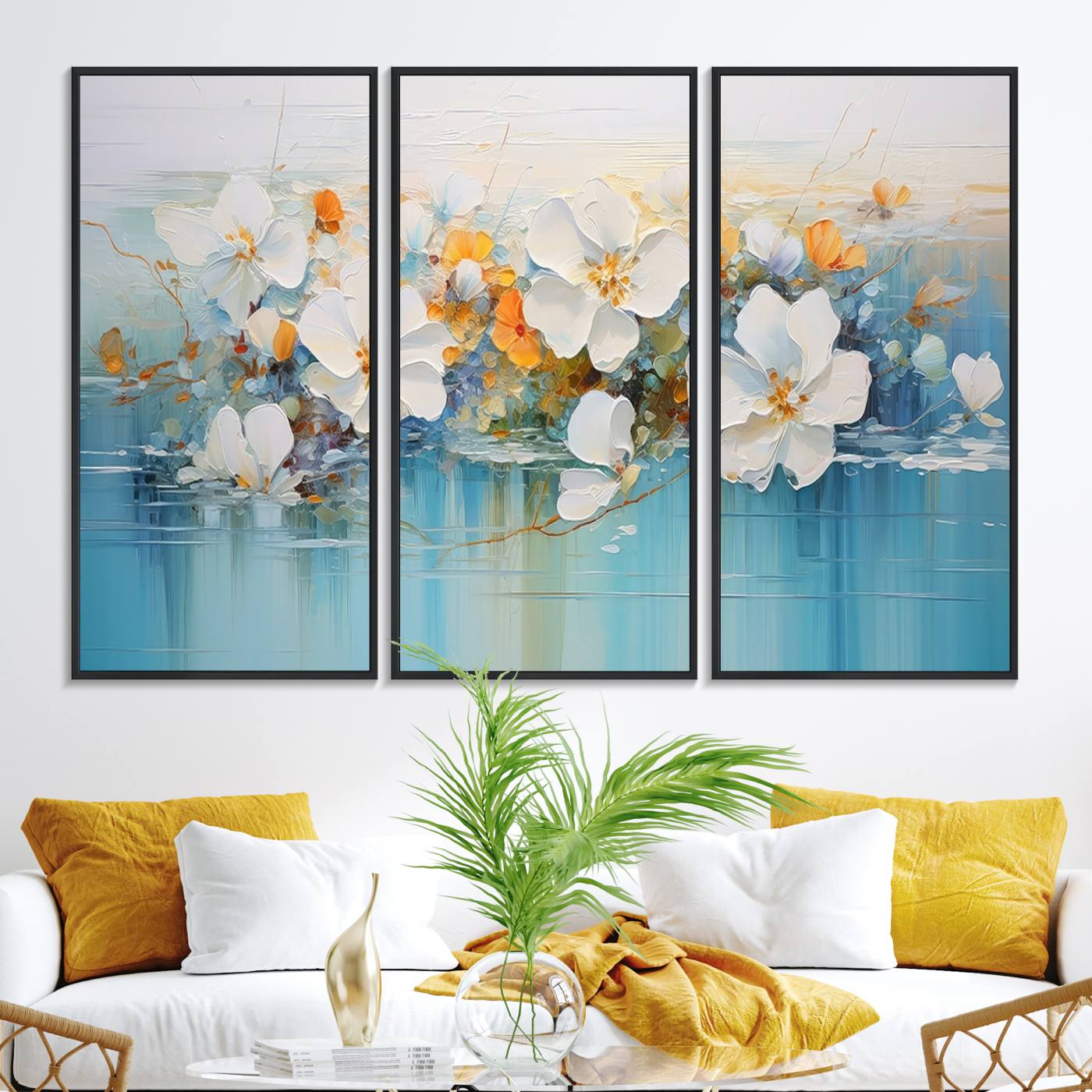 18865-MGV-FC-48X32-3P_Black-Abstract Flower Wall Art Canvas Print