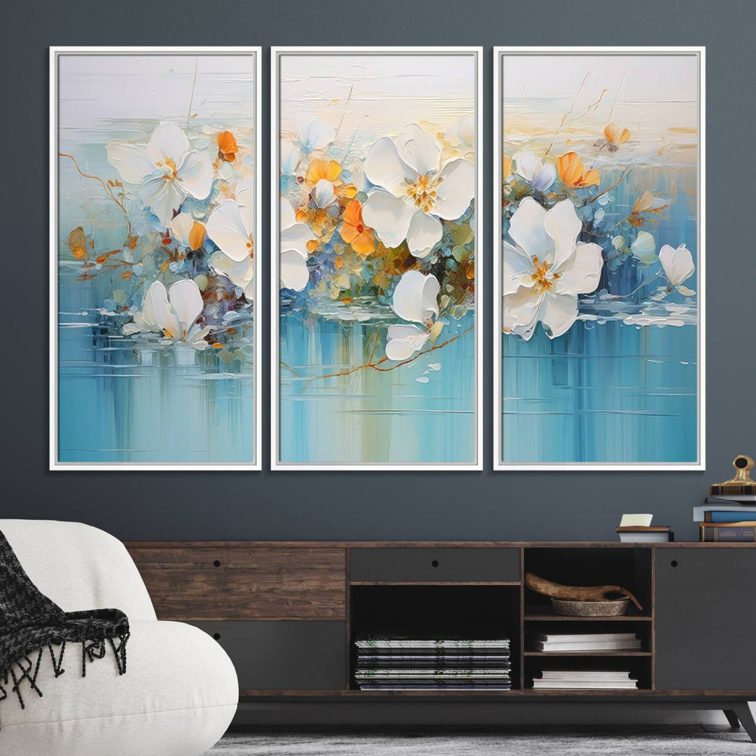 18865-MGV-FC-48X32-3P_White-Abstract Flower Wall Art Canvas Print