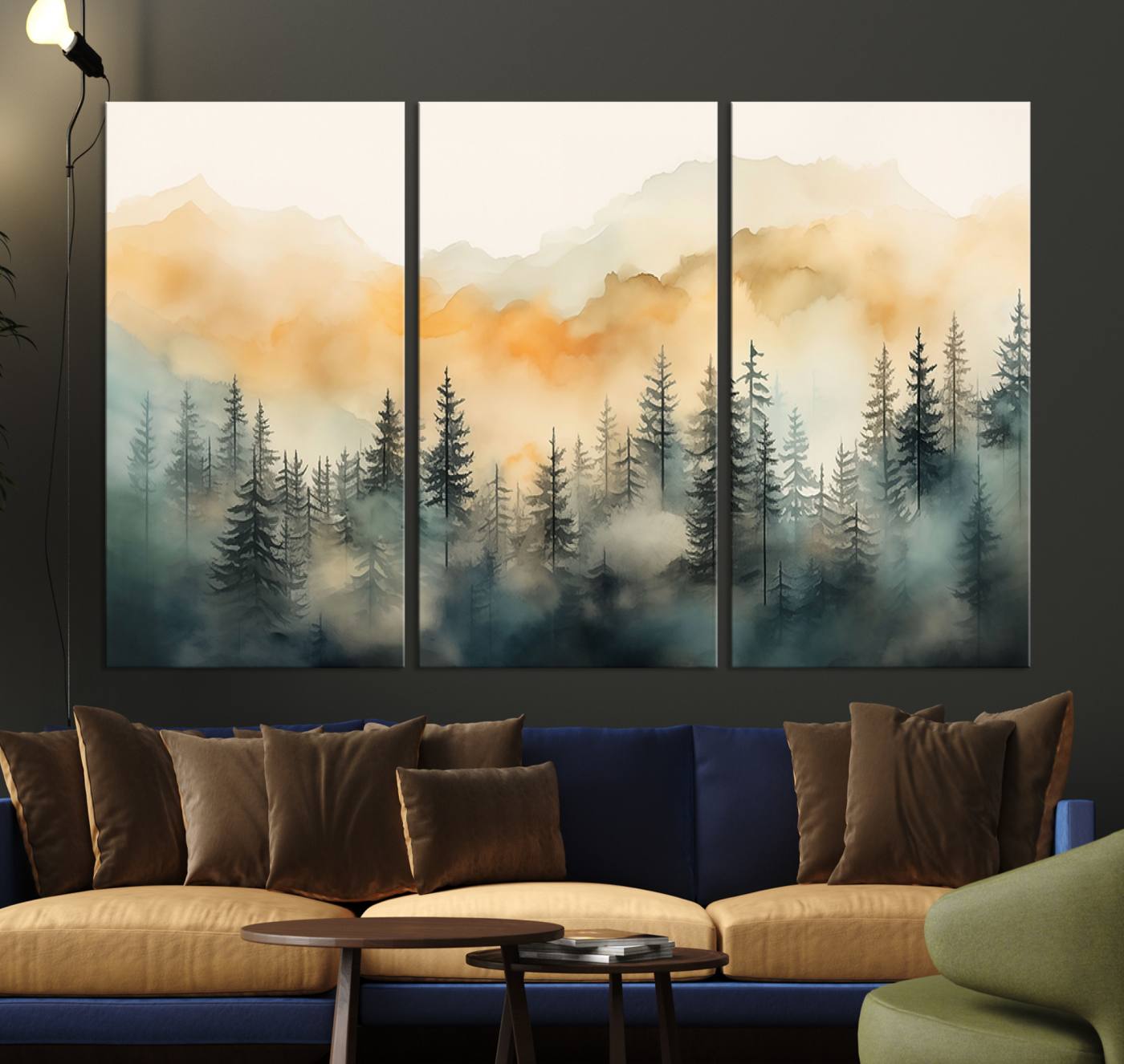 34155-MGV-CV-36X24-Abstract Forest Print - Mountain Wall Art | Autumn Landscape Canvas Print for Living Room, Bedroom, or Office | Large Wall Art Decor