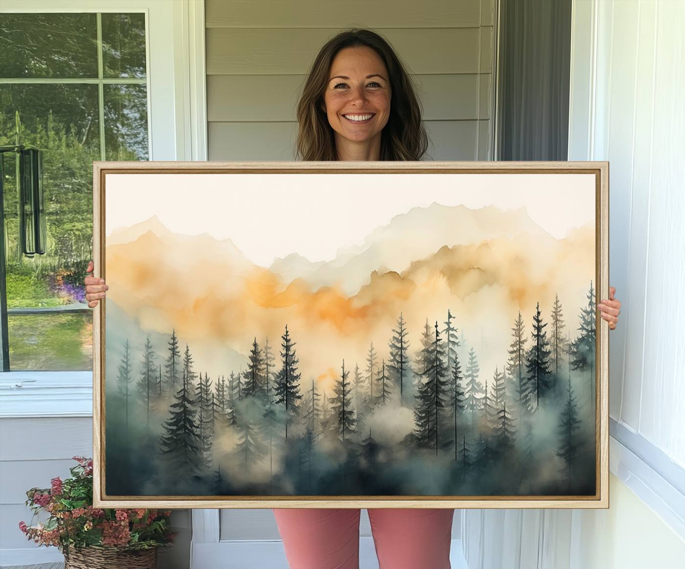 34155-MGV-CV-36X24-Abstract Forest Print - Mountain Wall Art | Autumn Landscape Canvas Print for Living Room, Bedroom, or Office | Large Wall Art Decor