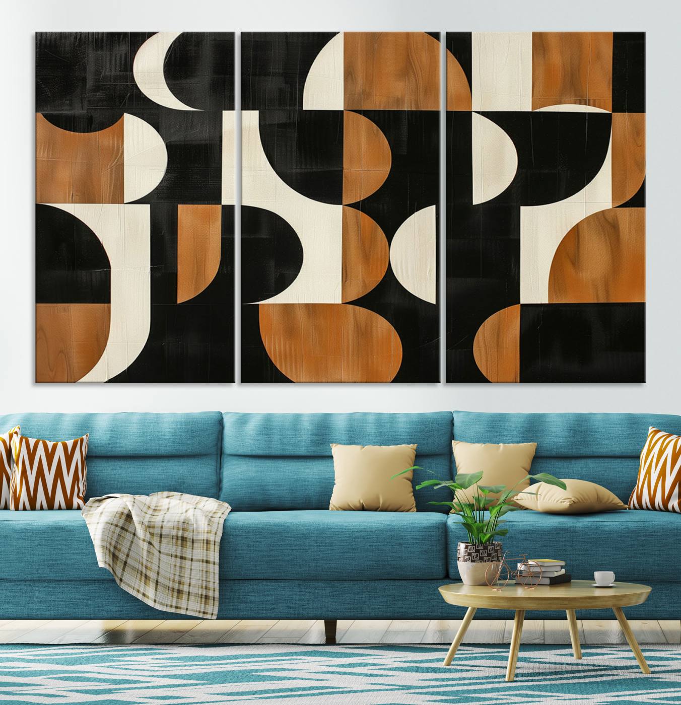 95169-MGV-CV-36X24-Abstract Geometric Wabi Sabi Wall Art Canvas Print Set – Minimalist Mid-Century Contemporary Artwork for Home, Office