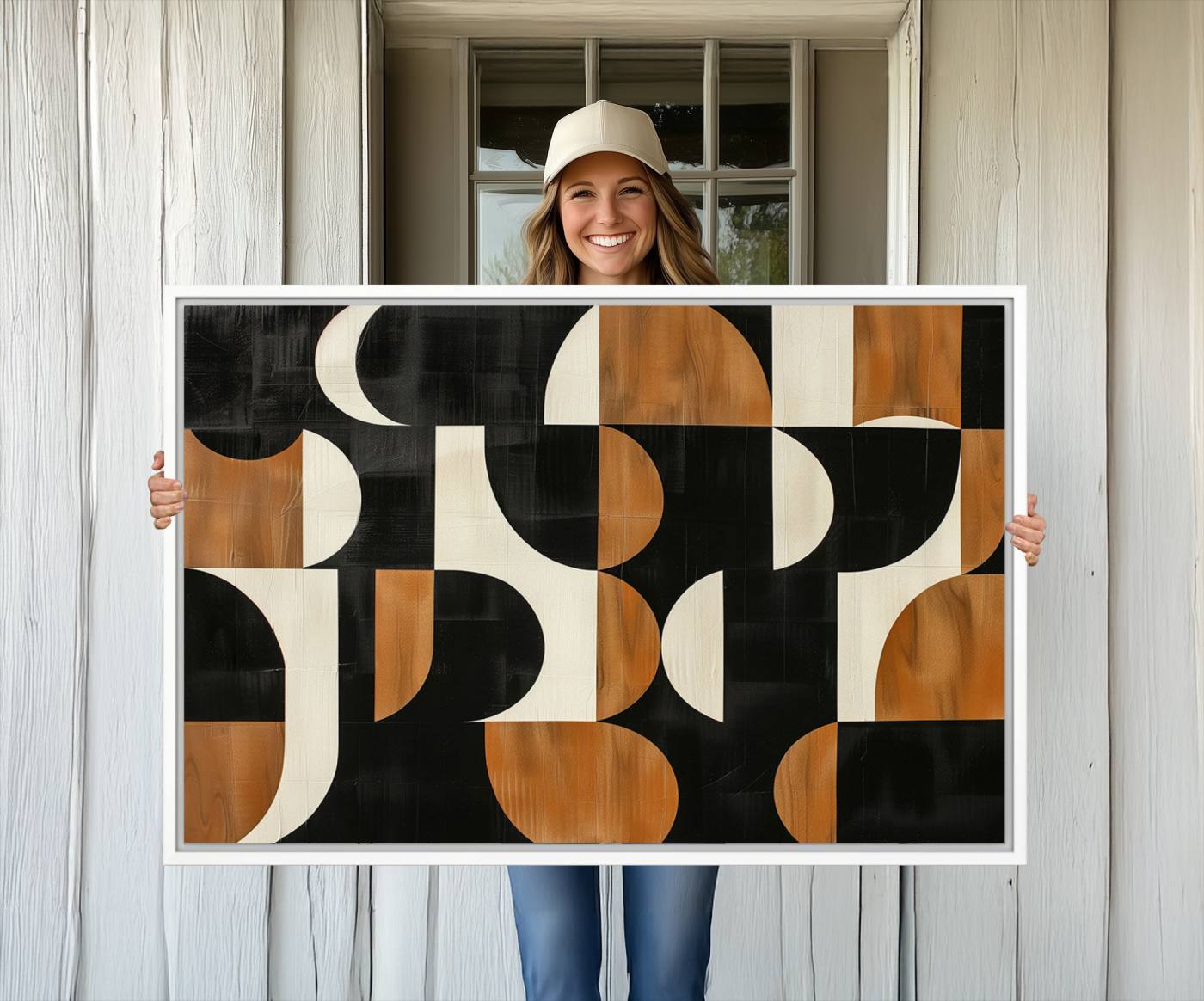 95169-MGV-CV-36X24-Abstract Geometric Wabi Sabi Wall Art Canvas Print Set – Minimalist Mid-Century Contemporary Artwork for Home, Office