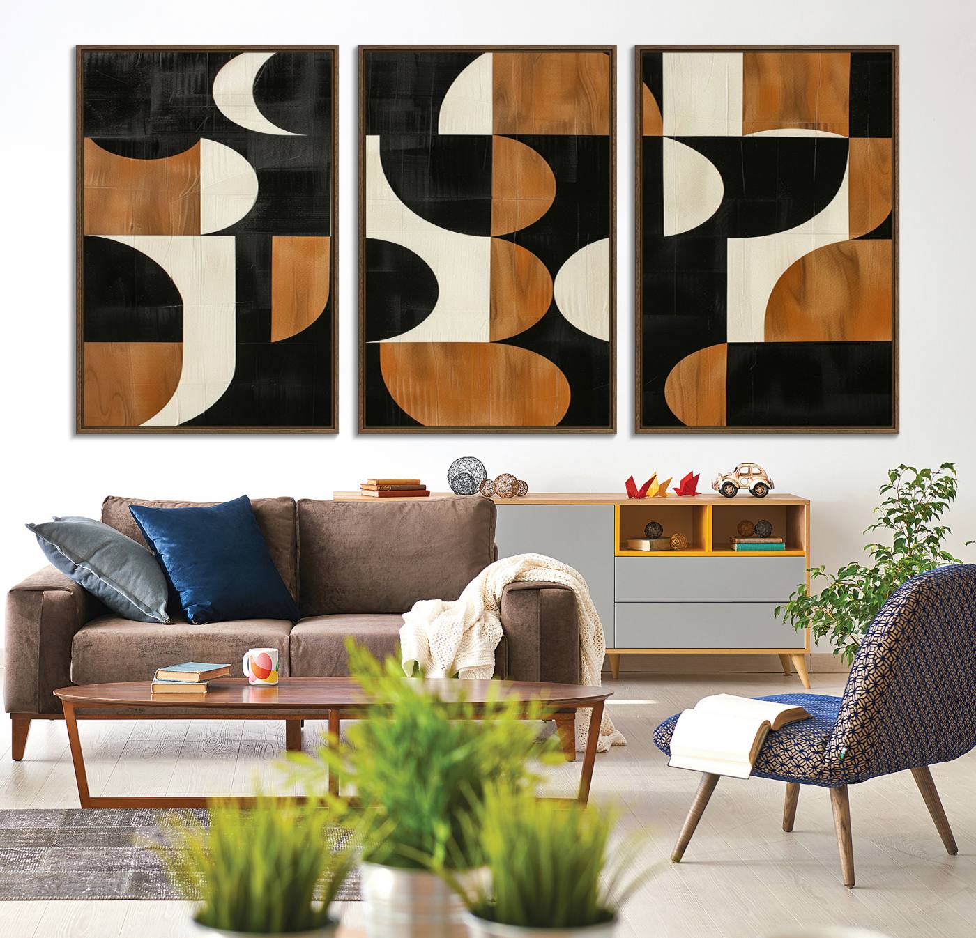 95169-MGV-CV-36X24-Abstract Geometric Wabi Sabi Wall Art Canvas Print Set – Minimalist Mid-Century Contemporary Artwork for Home, Office